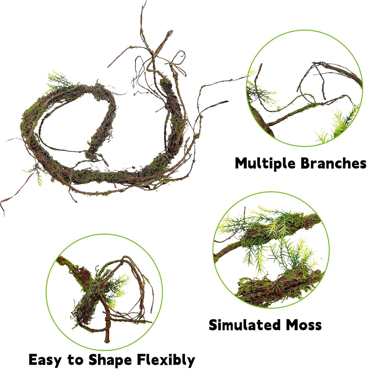 BNOSDM Reptile Vines,Bendable Jungle Climbing Vine,Terrarium Plants Artificial Decor,Tank Decorations Accessories for Bearded Dragons Chameleons Snakes Lizards Hermit Crabs