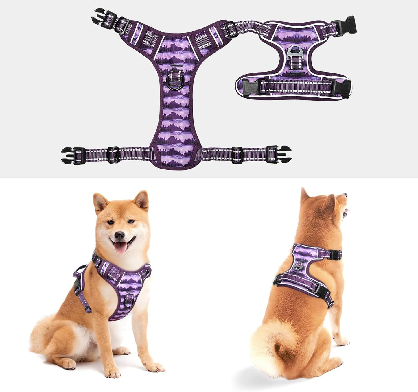 Timos Dog Harness,No-Pull Pet Harness Adjustable Soft Padded Dog Vest,Reflective No-Choke Pet Oxford Vest with Easy Control Handle for Medium Dogs,Moon Night,M