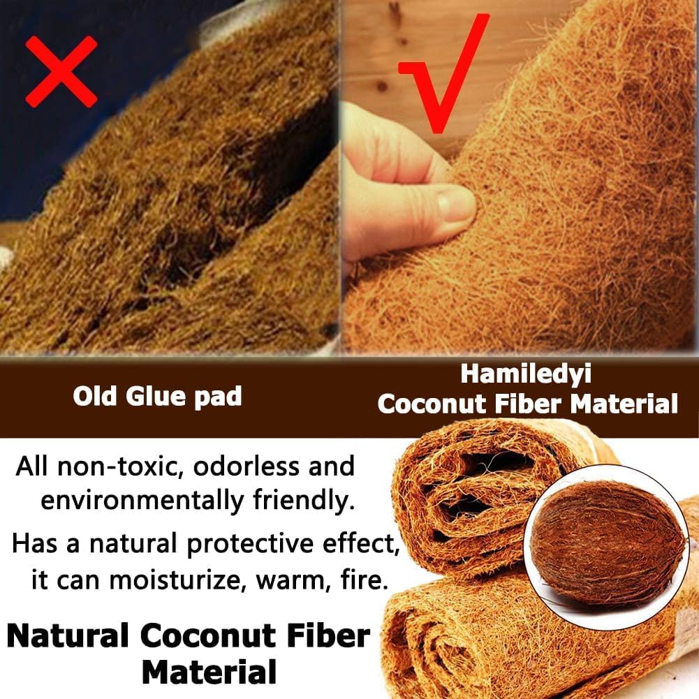 Hamiledyi Reptile Carpet Natural Coconut Fiber Tortoise Carpet Mats for Pet Terrarium Liner Reptile Supplies for Lizard Snake Chameleon Turtle Bedding Bunny Rabbit Mat (4 x Sheets)