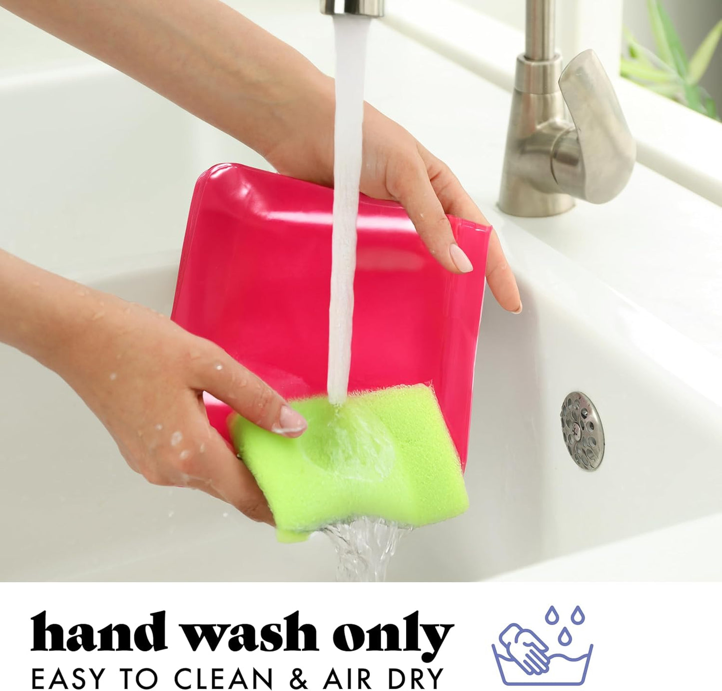 Fit & Fresh Reusable PEVA Storage Bags 3 Pack, Reusable Food Storage Bags, LeakProof Bag, Durable, Reusable Sandwich Bags, Freezer Safe Bags, Hand Wash, Easy to Clean, Eco-Friendly, Pink Bows