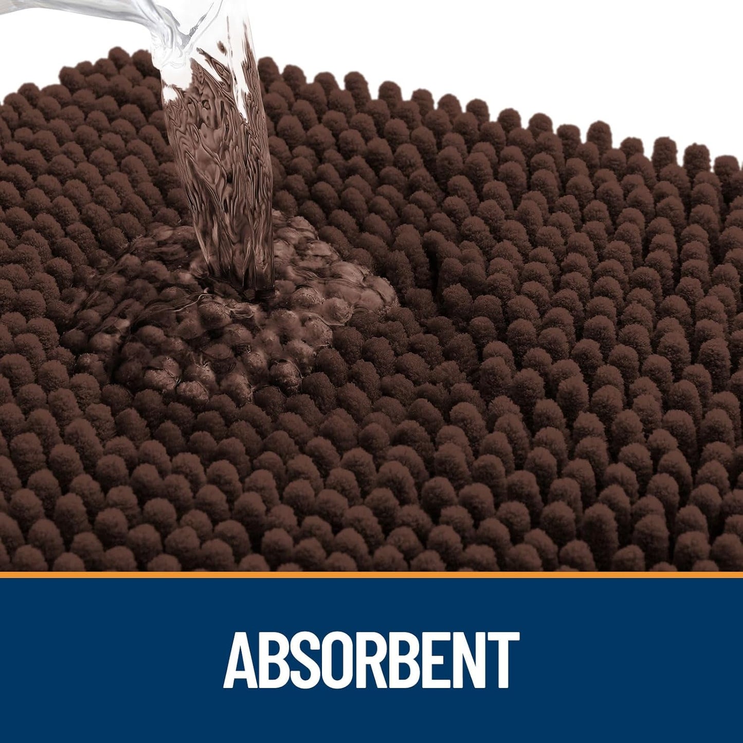 OLANLY Dog Door Mat for Muddy Paws 24x16, Absorbs Moisture and Dirt, Absorbent Non-Slip Washable Doormat, Quick Dry Chenille Mud Mat for Dogs, Entry Indoor Entryway Carpet for Inside Floor, Brown