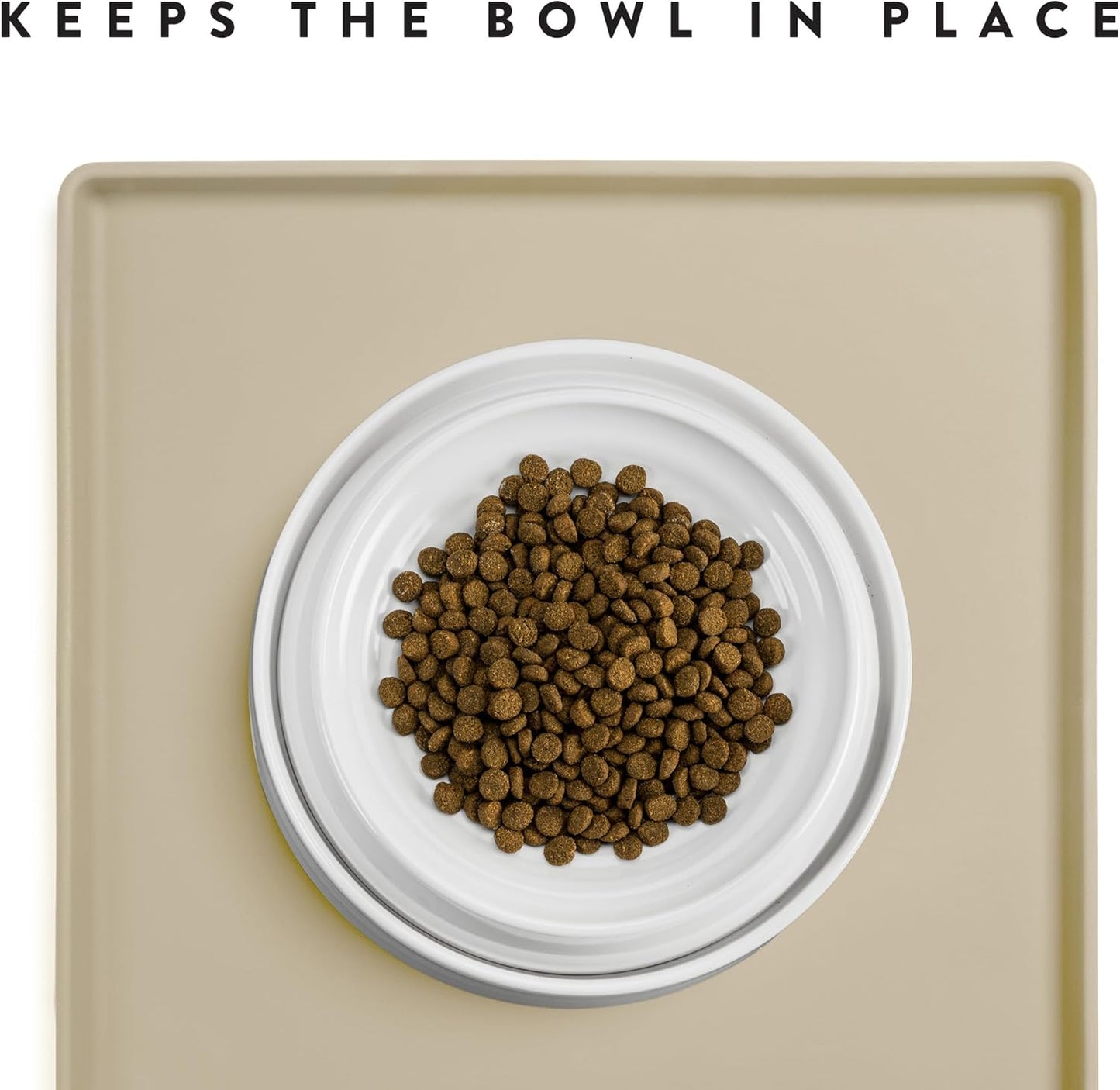 CatGuru Cat Food Mat, Small & Large Pet Feedingd Mat, 100% Waterproof Cat Mats for Food and Water, Silicone Mats for Pet Bowls, Non-Slip Placemat for Water Bowl or Fountain (Small, Sand)