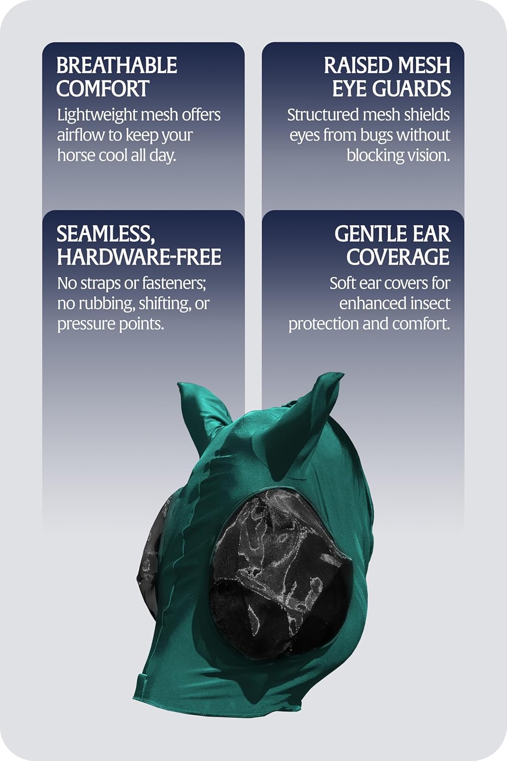 Equinavia Bug Out Fly Mask | Against Flies, Insects, UV Rays - Turquoise - Warmblood