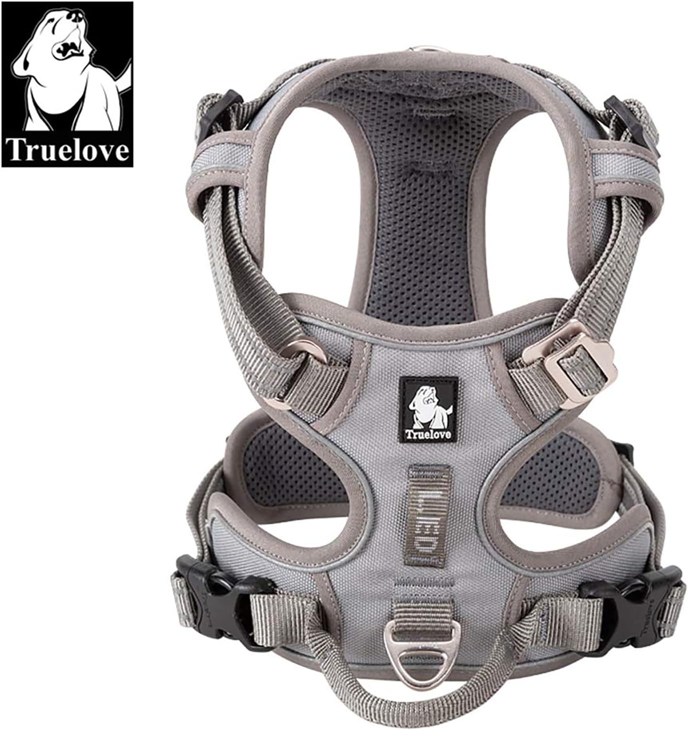 TRUE LOVE Dog Harness No Pull Nylon Reflective Pet Harness Adjustable Comfortable Control Step-in Brilliant Colors Truelove TLH56512 Gray