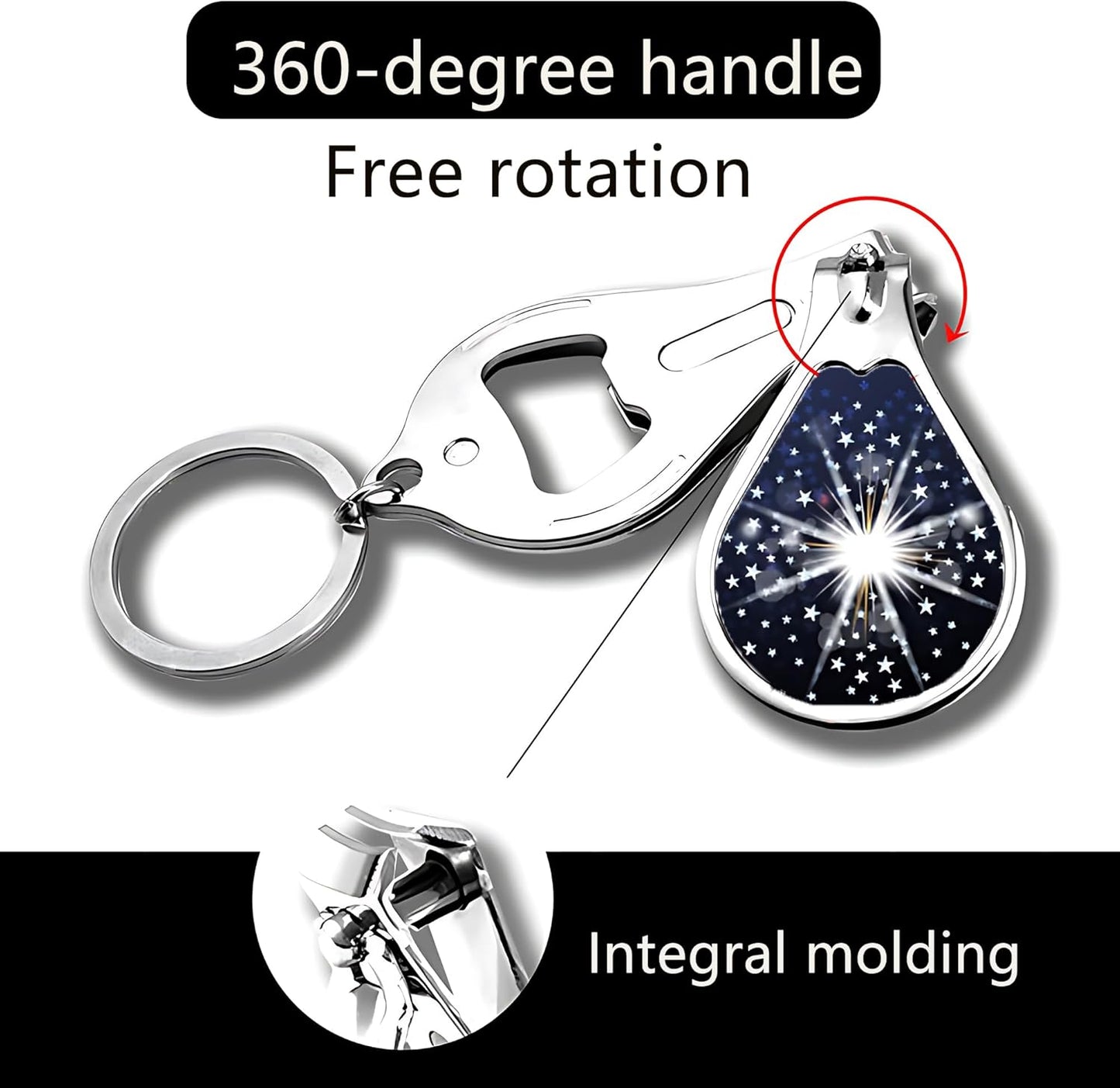 Nail Clippers with Key Chain Cute Stainless Steel Nail Cutter with File Professional Toenail Clipper for Men Multifunction Toenail Clipper 2 Pack Nique Cutter for Adult(White Light)