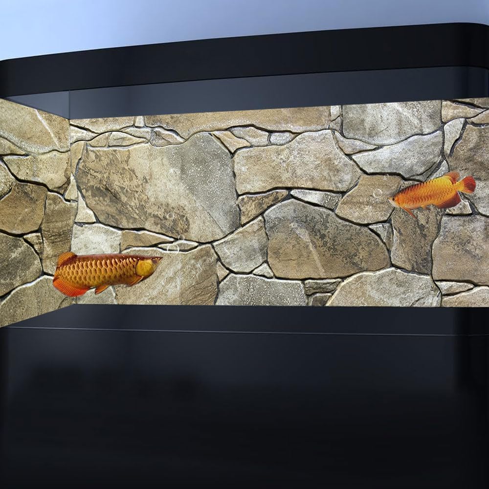 48X24IN Marble Aquarium Background, Art Marble Aquarium Background, Natural Marble Glass Terrarium Background with 8 EVA Double-Sided Tape