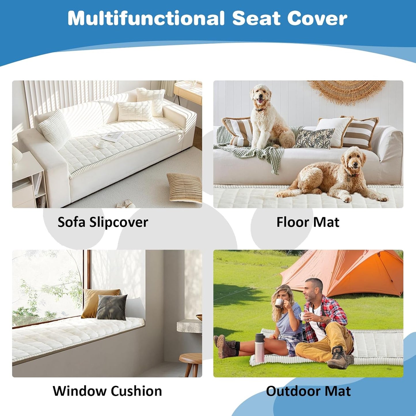 VClife Dog Bed Mat for Car, Anti Slip Pet Bed Travel Pad Comfortable Furry Dog Car Seat Cover for Backseat Extender, Washable Pet Cushion Bed Mat for Indoors & Outdoors (Beige, 59"×27.6")