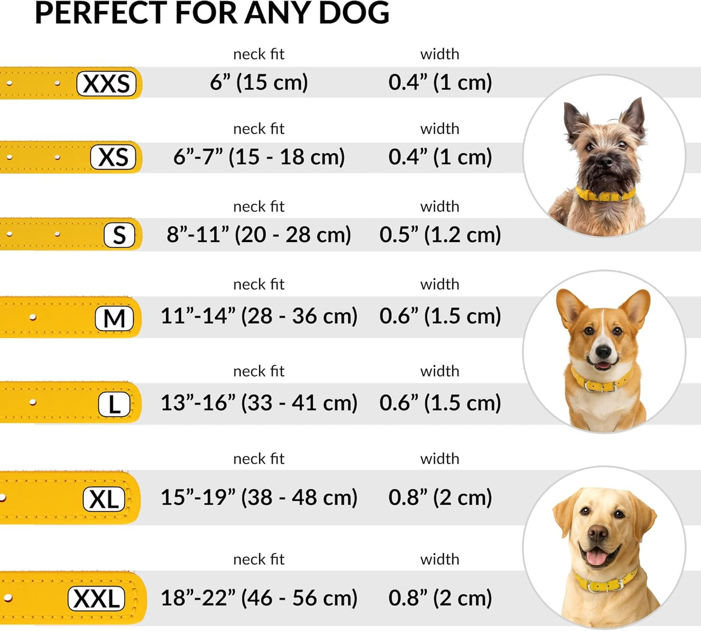 CollarDirect Rolled Leather Dog Collar, Soft Padded Round Puppy Collar, Handmade Genuine Leather Collar Dog Small Large Cat Collars 13 Colors (8-11 Inch, Yellow Textured)