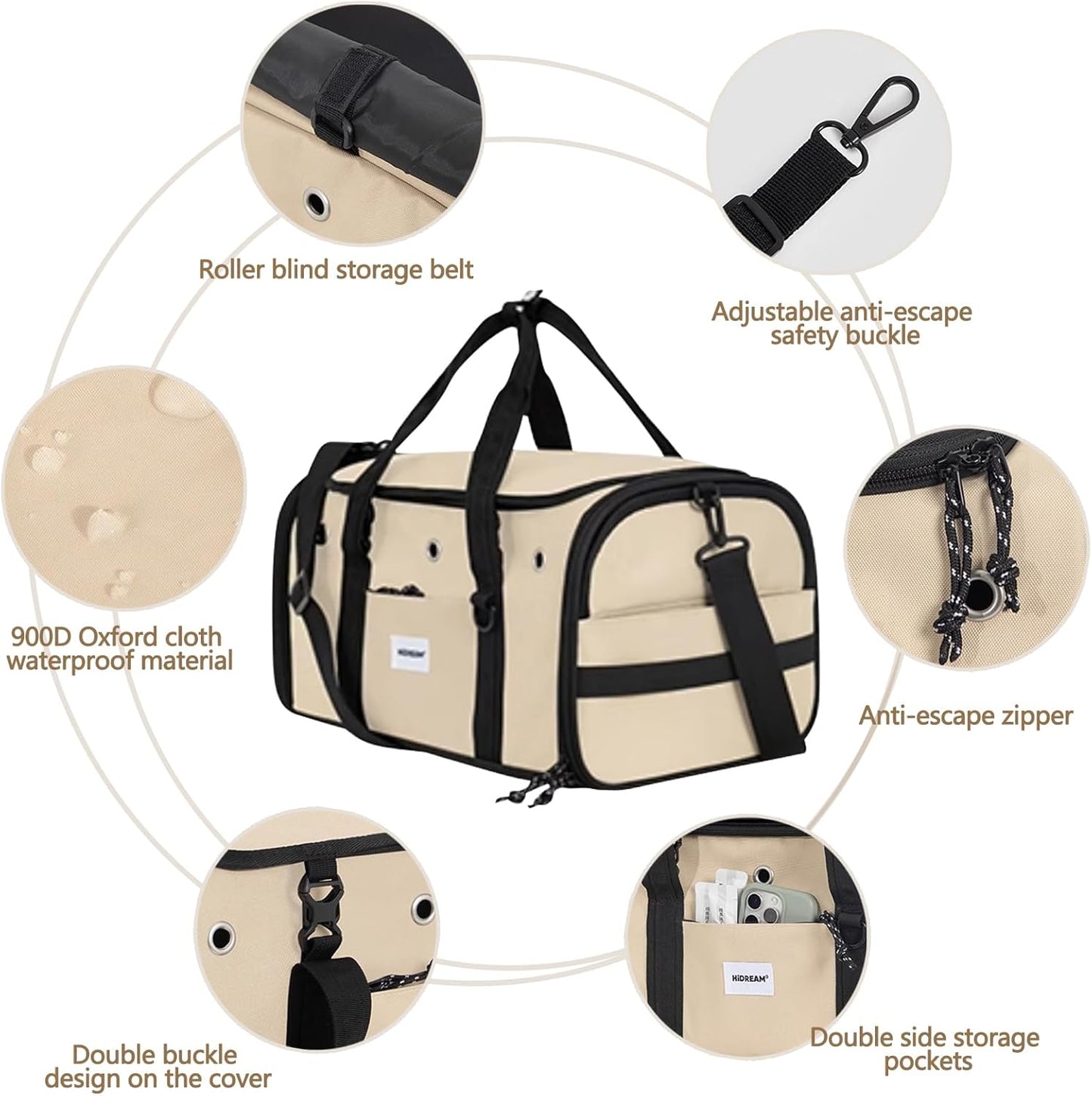 Pet Carrier Bag, Foldable Cat Bag Airline Approved, Soft-Sided Cat Travel Bag, Washable Dog Carrier Privacy Protection for Home Outdoor Travel(M, Blue)