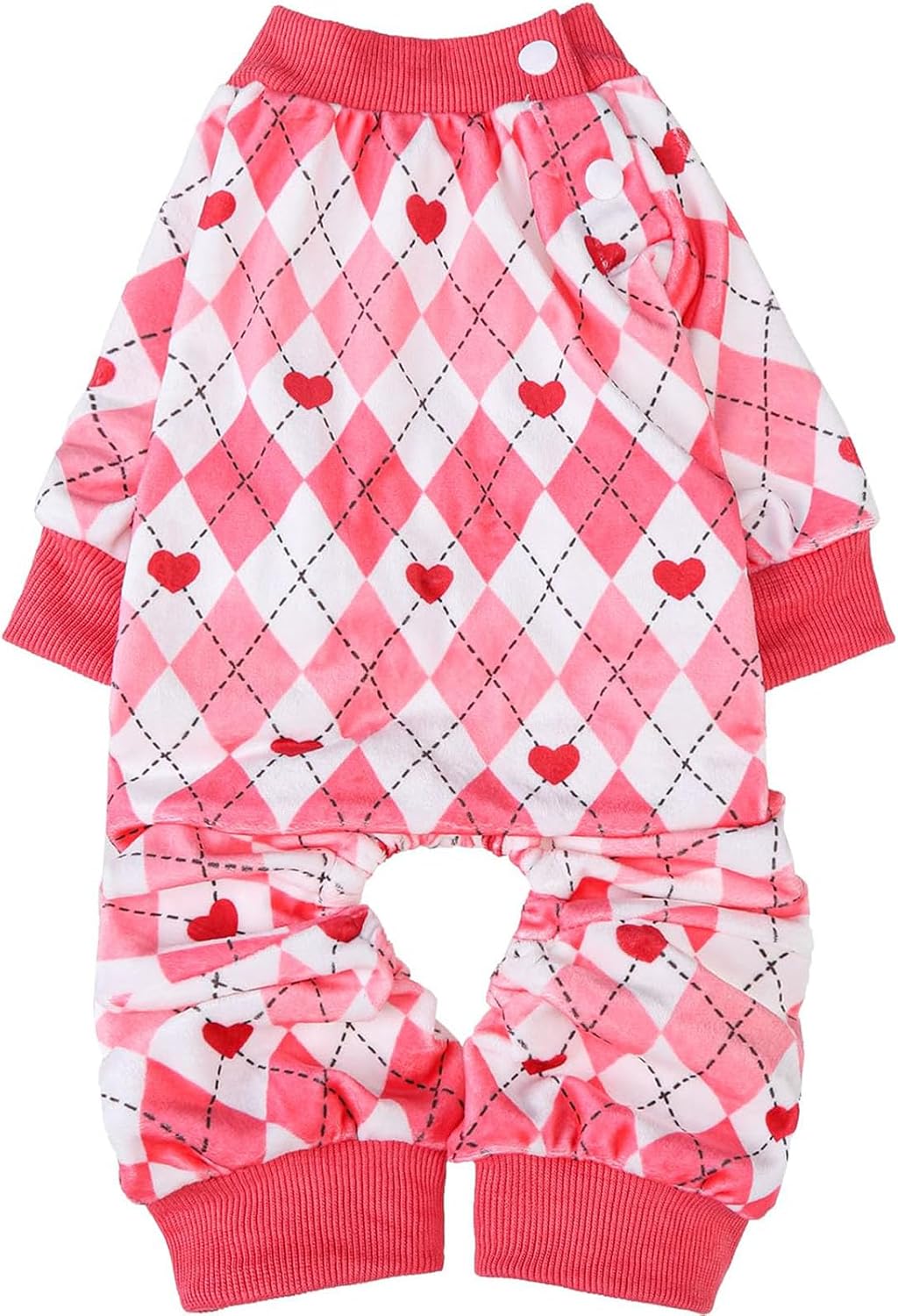 BEAUTYZOO Dog Pajamas Small Sized Dog, Summer Doggie Pajamas for Boy Girl, Soft Strechy Cotton Puppy Pjs Jammies Onesies for Men Women, Pet Jumpsuit Body Suit Cat Apparel Clothes, Pink Heart S