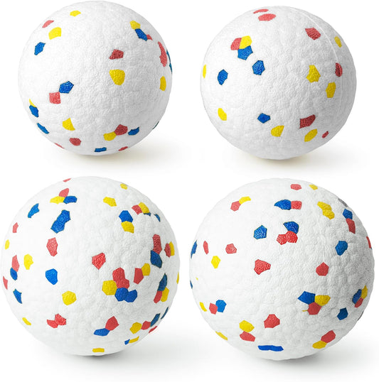 Upgrade Indestructible Dog Tennis Balls, Durable Bouncy Dog Toys for Aggressive Chewers, Teething & Fetch Game (4 White)