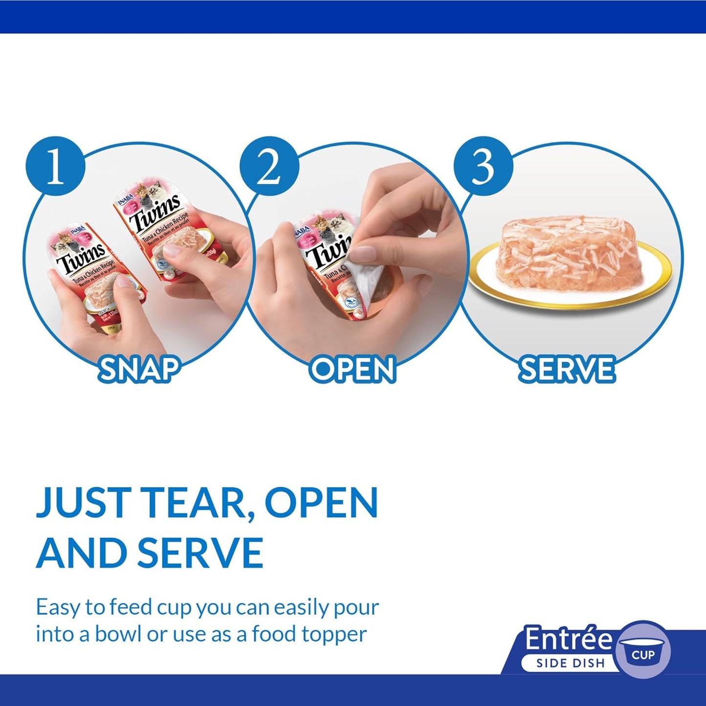 INABA Twins for Cats, Side Dish/Topper Cups, 1.23 Ounces per Serving, 16 Servings, Tuna & Chicken with Scallop Recipe