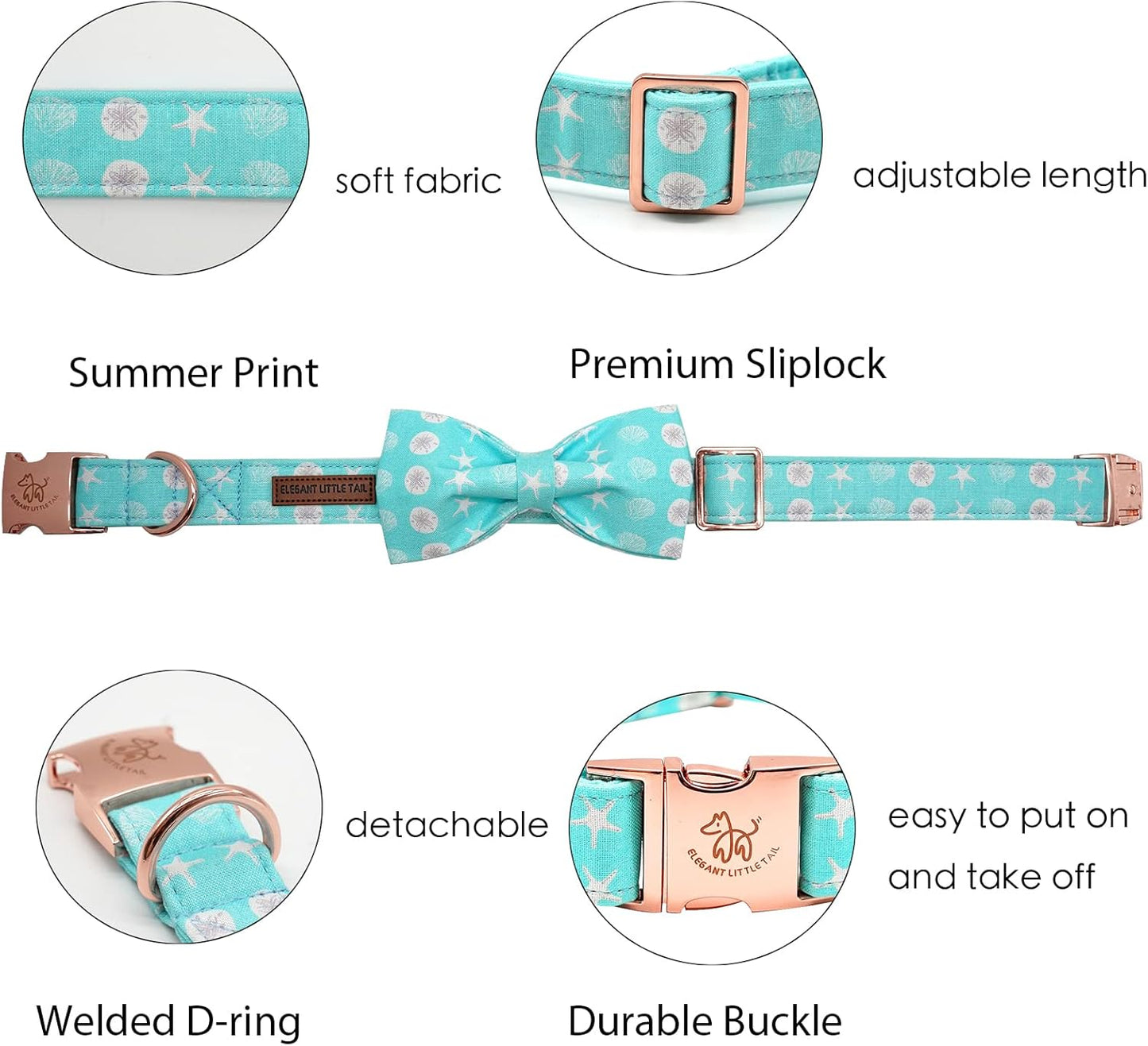 Elegant Little Tail Bowtie Dog Collar for Small to Large Dogs