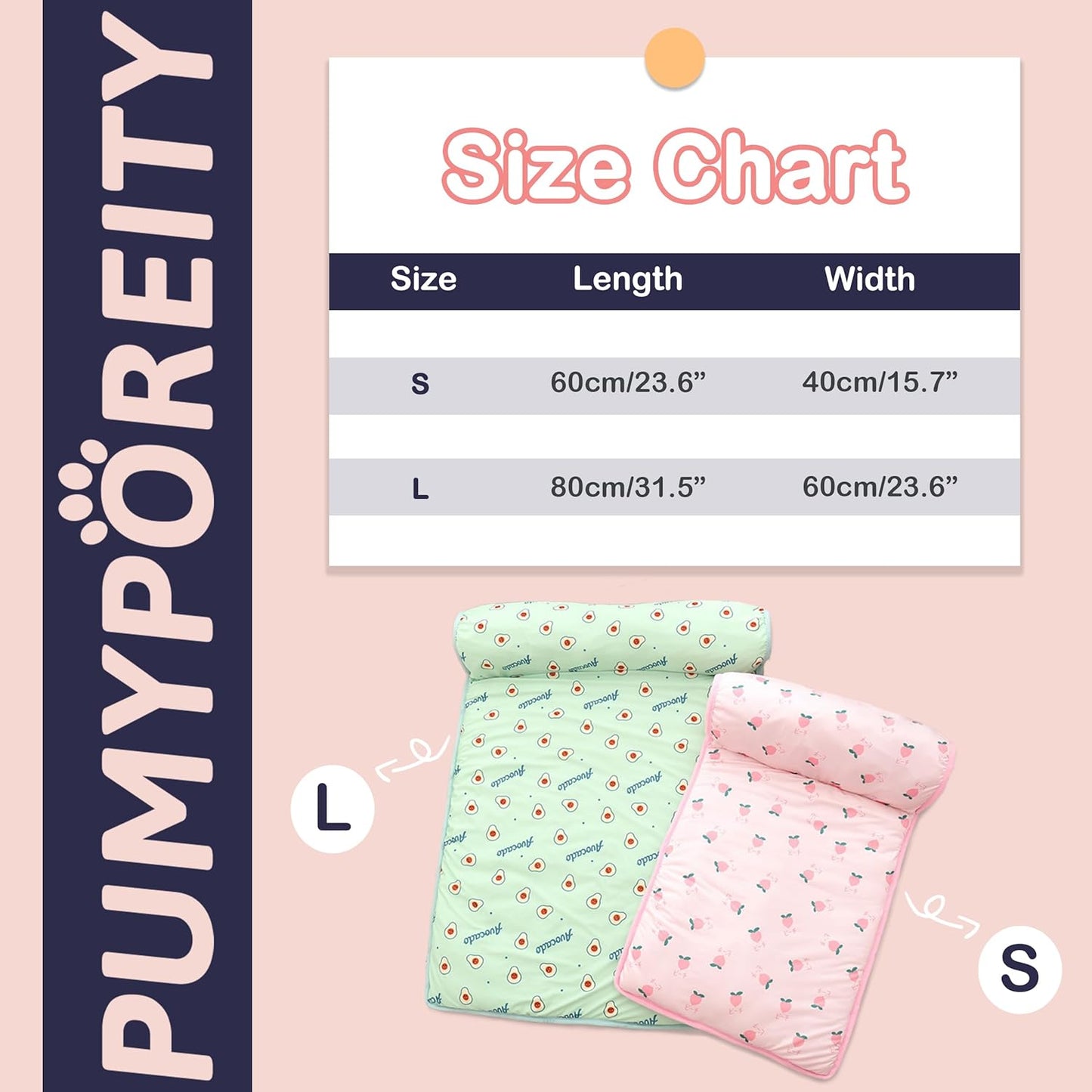 PUMYPOREITY Cooling Dog Bed, Pet Cooling Mat with Pillow, Ice Silk Cooling Dog Blanket, Self Cooling Pad for Cat,Dog, Washable Summer Pet Mat for Kennel, Crates, Sofa, Floor, Green, S