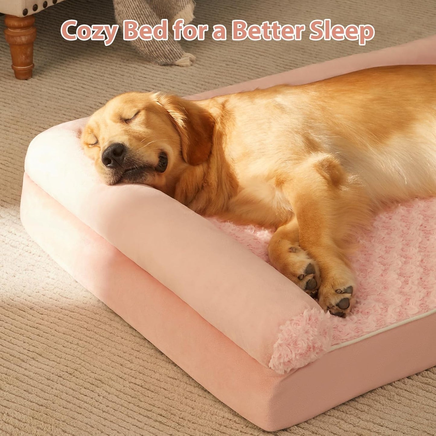 BFPETHOME Dog Beds for Large Dogs, Orthopedic Dog Bed for Medium Large Dogs,Big Waterproof Couch Pet Bed with Removable Washable Cover