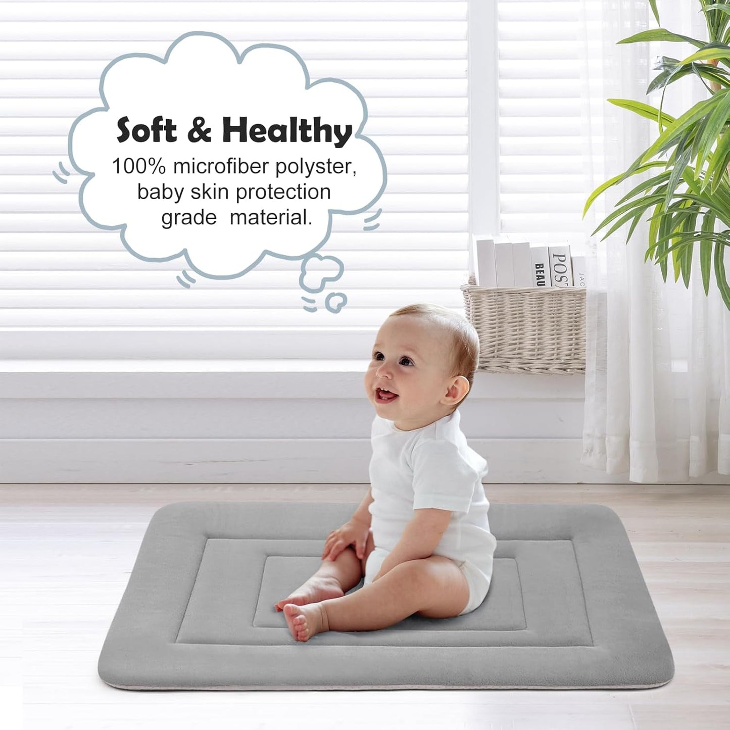 JoicyCo Soft Dog Crate Bed Pad Mat, 48 in Non-Slip Bottom Washable for Extra Large Dogs, Pet Mattress Kennel Pad, Clay Gray