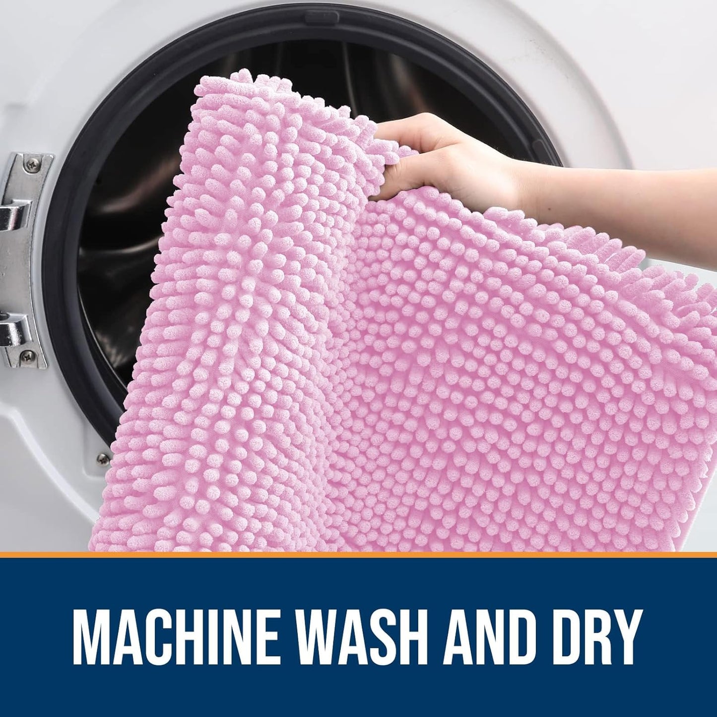 OLANLY Dog Door Mat for Muddy Paws 40x32, Absorbs Moisture and Dirt, Absorbent Non-Slip Washable Doormat, Quick Dry Chenille Mud Mat for Dogs, Entry Indoor Entryway Carpet for Inside Floor, Pink