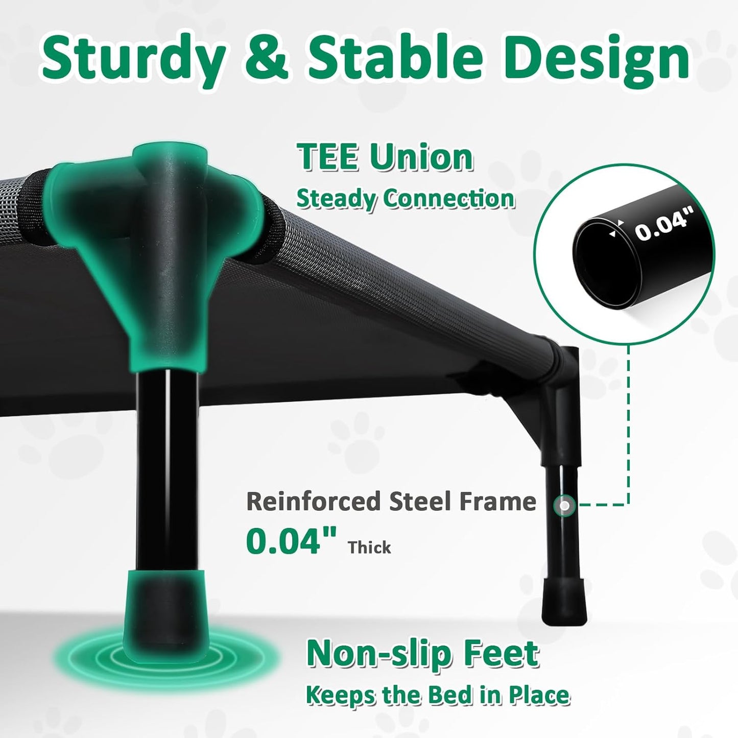 Elevated Dog Beds Large Sized Dogs, Cooling Raised Pet Bed with Frame & Breathable Mesh, Portable Indoor & Outdoor Lifted Dog Hammock Off Ground (L, Black)