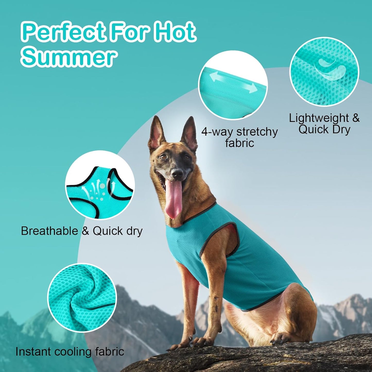 2 Pack Cooling Shirts for Dogs, Lightweight Mesh Breathable Dog Clothes for Small Dogs Boy Girl,Sun-Protection Sleeveless Shirts for Dog&Cat Puppy Vest Pet Apparel - M