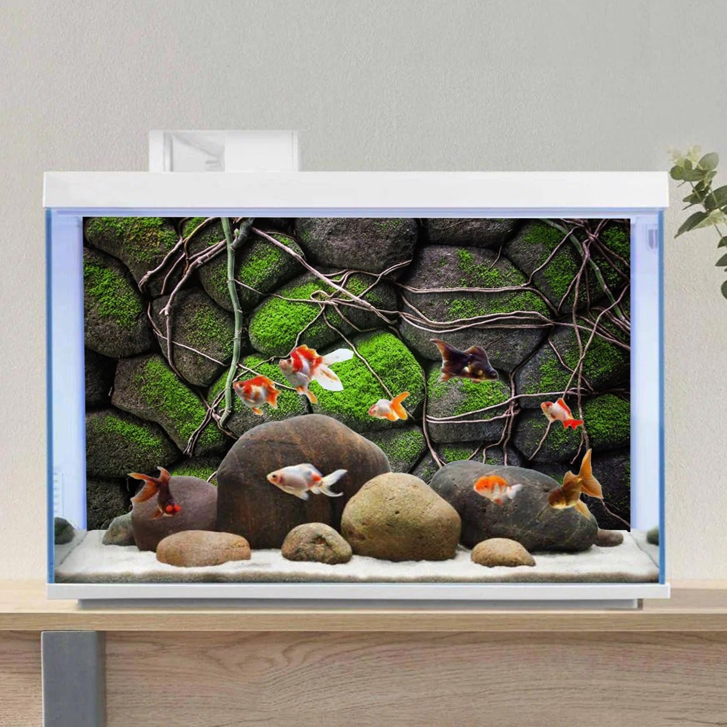 AWERT 30x12 inches Stone Aquarium Background Rock Fish Tank Background Rocky Terrarium Background Vinyl