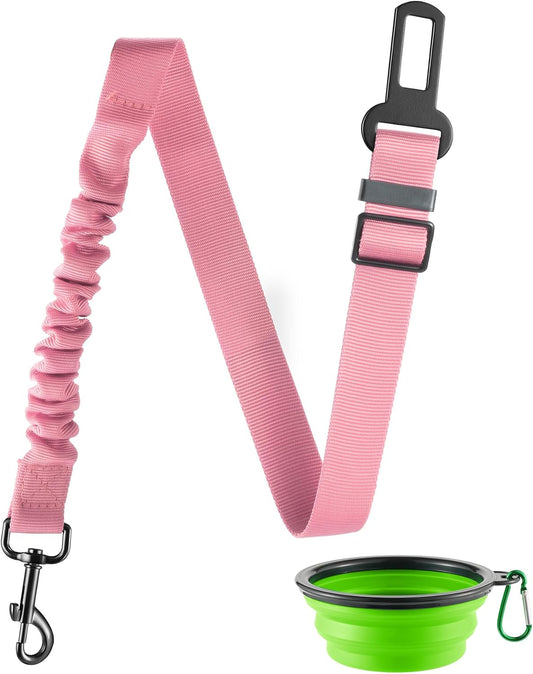 LivTee Dog Seat Belt for Car, Retractable Pet Safety Harness, Adjustable Nylon Dog Seatbelt Leash, Comfortable Dog Accessories for Vehicles (Light Pink-1PCS)