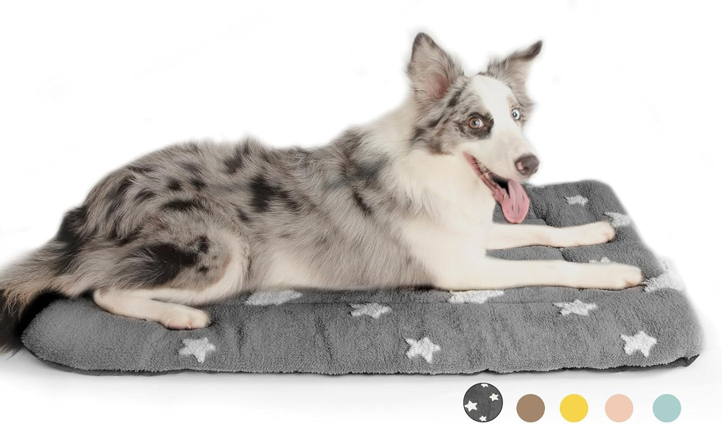 Mora Pets Dog Crate Pad Dog Kennel Bed Mat for Large Dogs Washable Cute Star Pet Bed for 36 inch Cage Ultra Soft Flat Puppy Cat Cushion for Cozy Sleeping Anti-Slip Grey 36 x 23