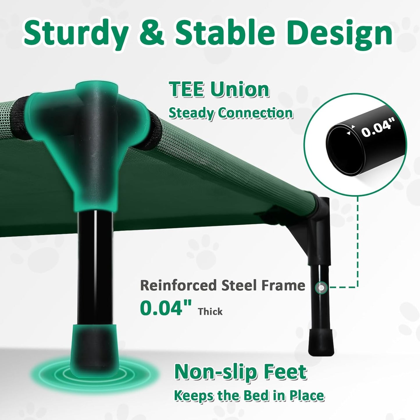 51 Inch XL Elevated Cooling Dog Bed, XLarge Raised Bed for Dogs with Frame, Breathable Mesh and Anti-Slip Feet, Lifted Pet Cot Off Ground Outdoor (XL, Green)