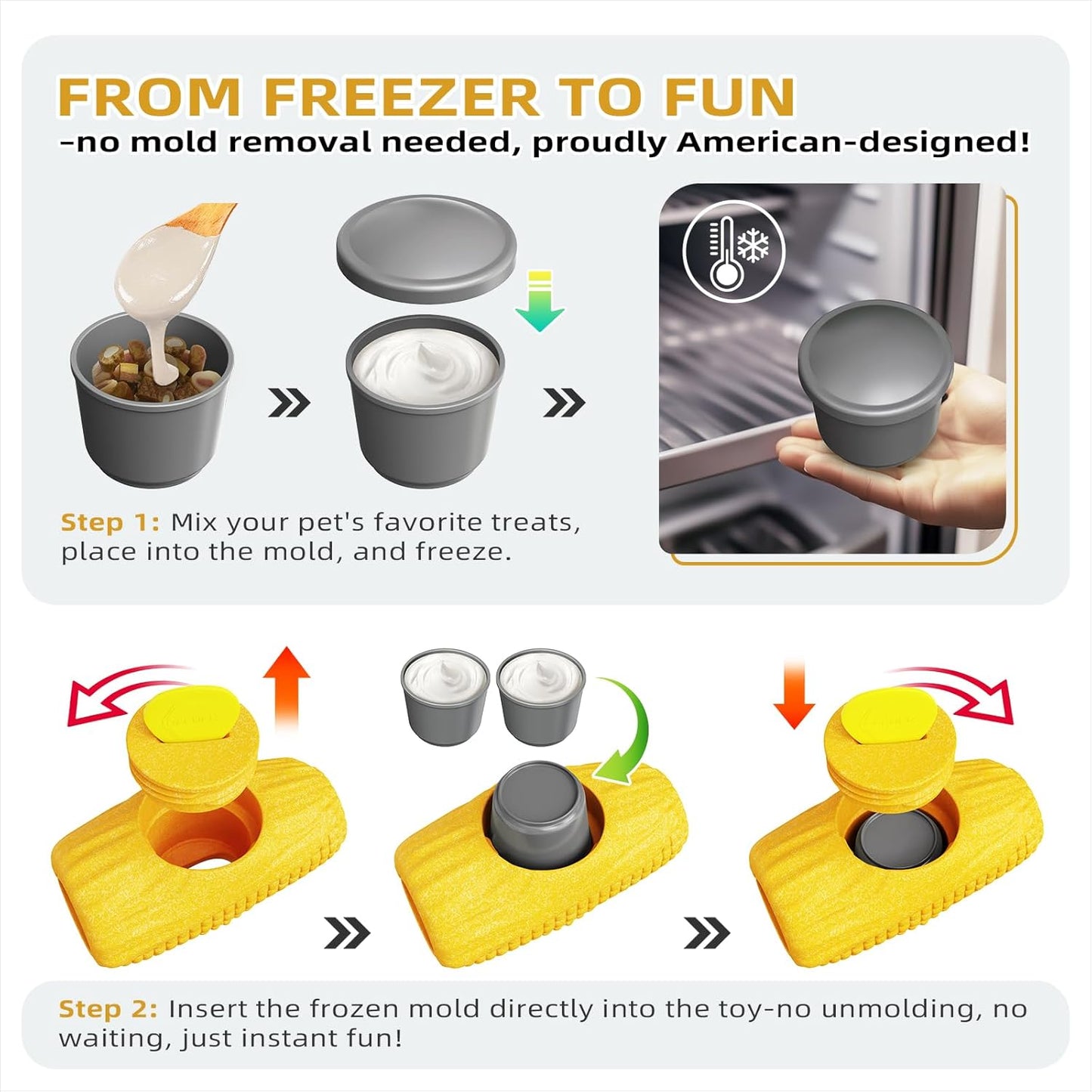 2 Pack Dog Toys for Aggressive Chewers – Interactive Indestructible Dog Toys to Keep Them Busy – Frozen Treat Toy for Large & Medium Dogs, Reduces Anxiety, Tree Stump & Corn Shapes