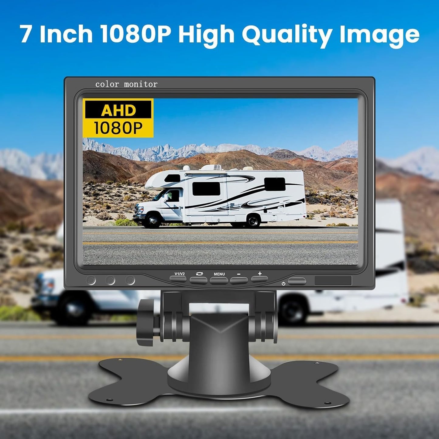 Hikity HD 1080P Backup Camera 7 Inch Monitor Kit Vehicle Night Vision Waterproof Rear View Camera Reverse Monitor for Truck,RVs,Bus, Trailer (9V-36V)