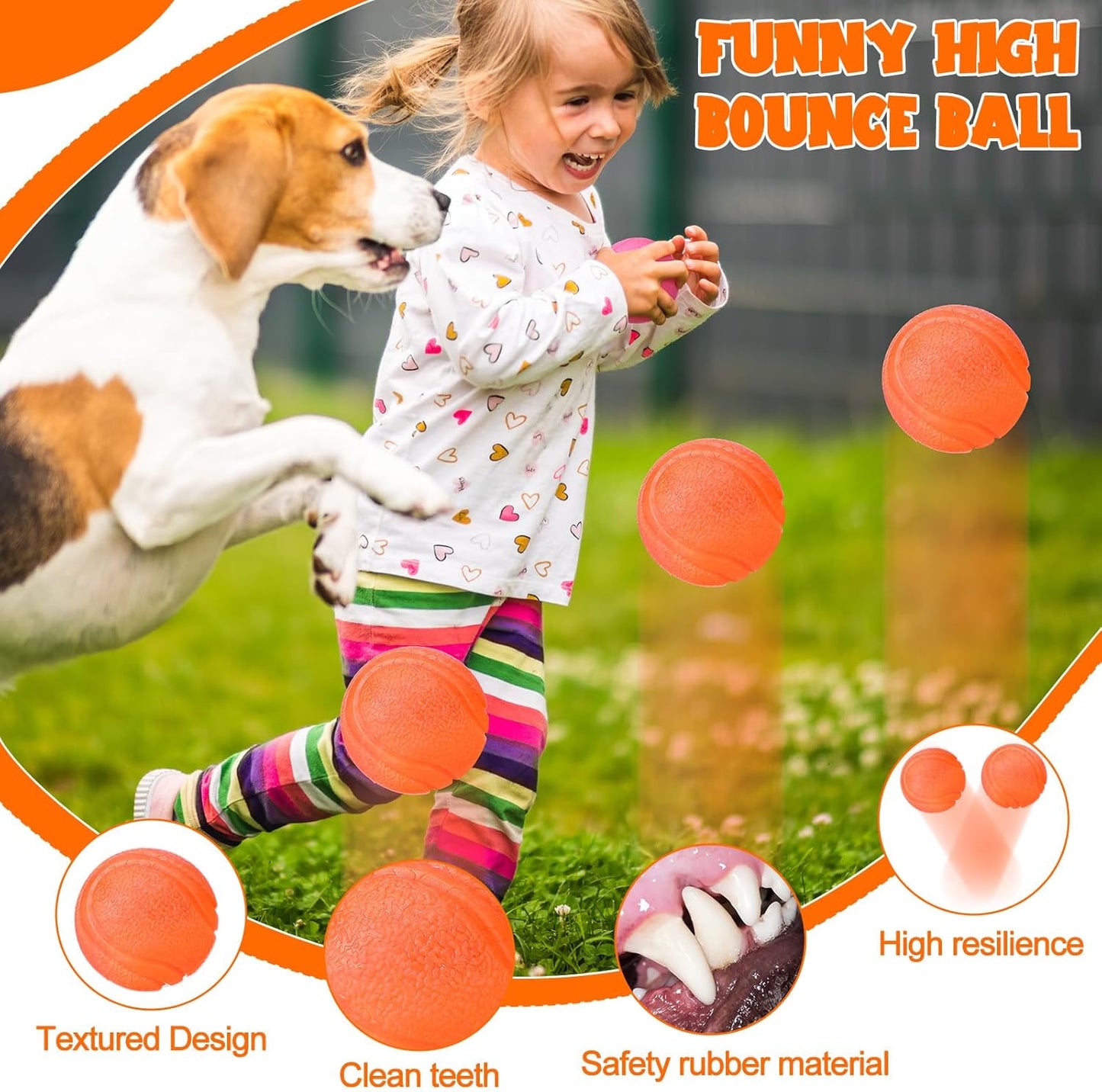 Jenaai 20 Pcs Indestructible Dog Toy Balls for Aggressive Chewers Chew Resistant Solid Rubber Bouncy Ball for Teeth Cleaning, 2in/5cm Diameter(Orange)