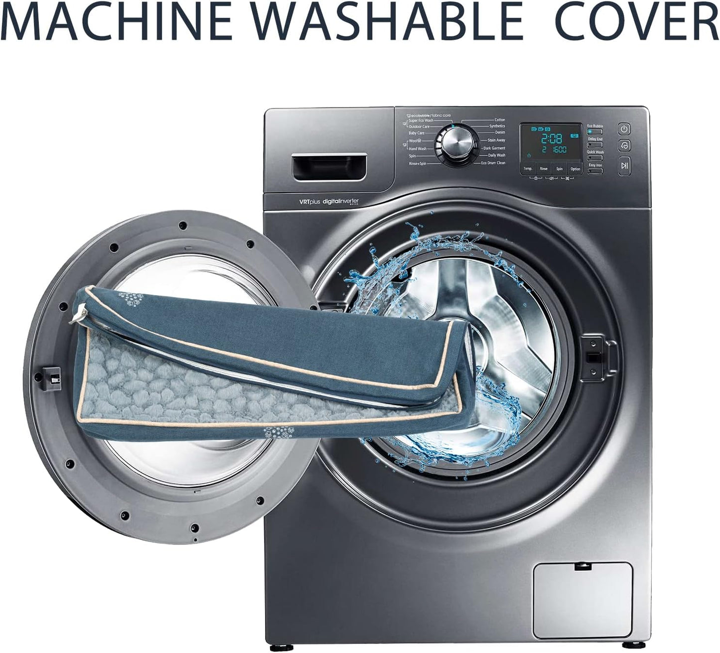 VANKEAN Waterproof Dog Crate Pad Bed Mat Reversible (Warm&Cool), Removable Washable Cover & Waterproof Inner Lining, Pet Crate Mattress for Cats and Dogs, Joint Relief Dog Bed for Crate, Navy