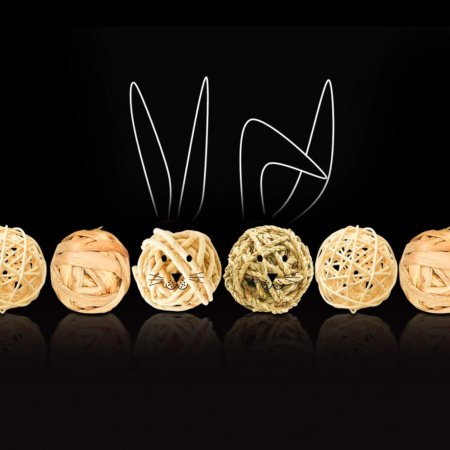 8 Pcs Small Animals Play Balls Rolling Activity Chew Toys Gnawing Treats for Rabbits Guinea Pigs Chinchilla Bunny Natural Balls, Pet Cage Entertainment Accessories (8Pcs)