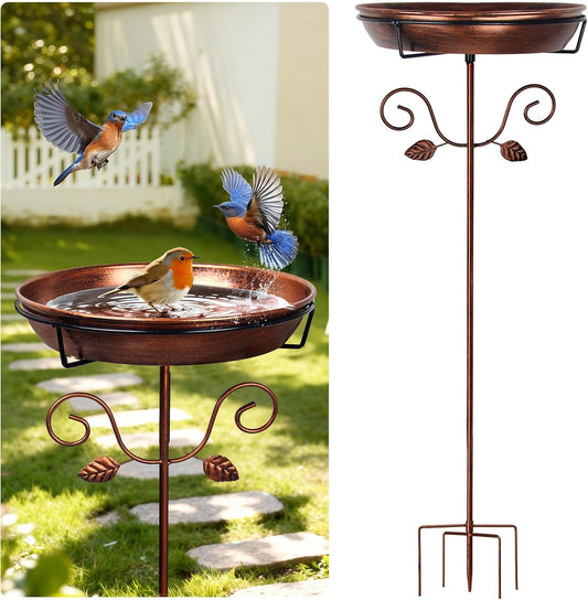 35.4" Tall Metal Bird Bath for Outdoors with 2.2" Deep and 11.8'' Dia Bowl, Removable, Easy - Clean, Vintage Freestanding Birdbaths & Birdfeeder for Garden Yard Lawn Decor, Glod