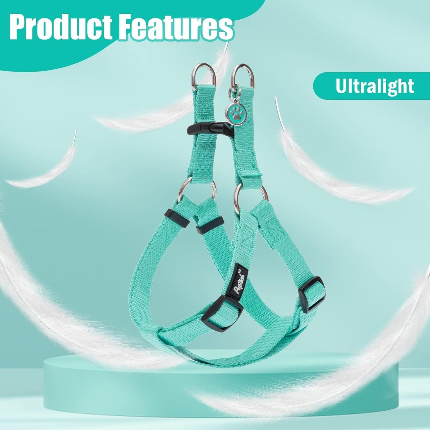 PUPTECK No Pull Dog Harness Soft Adjustable Basic Nylon Step in Puppy Vest Outdoor Walking with ID Tag