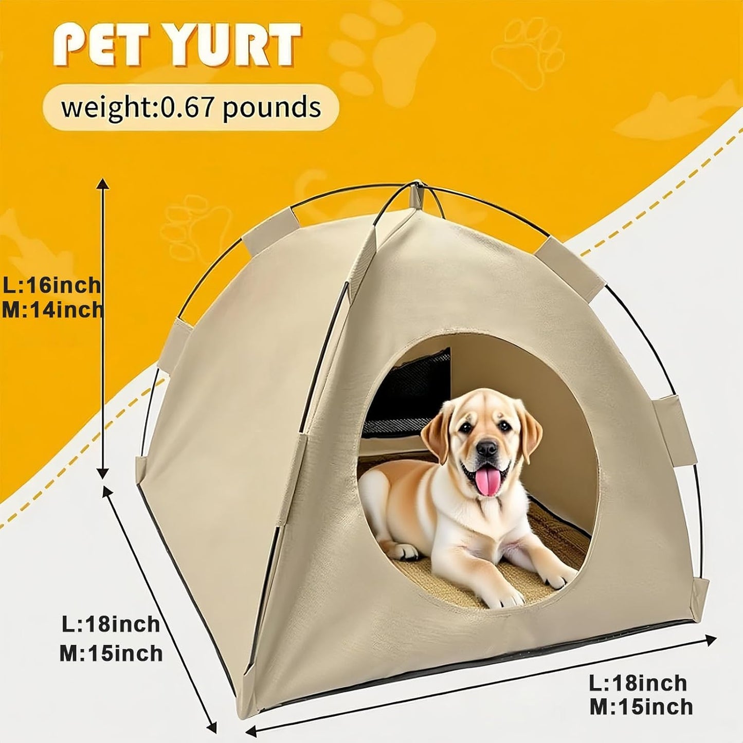 BreezyDen Pop-Up Pet Tent – Portable Hideaway for Cats & Small Dogs, Portable Indoor/Outdoor Pet Tent House with Mesh Window, Waterproof, Breathable, Scratch-Resistant, Fully Washable (Brown,M)