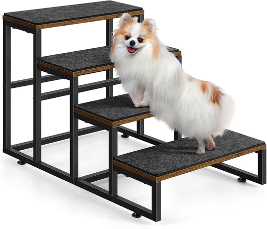 Dog Stairs for High Beds 4 Steps Dog Stairs for Small Medium Dogs Pet Stairs/Steps for Puppy, Cats, and Dogs, Easy to Walk on Dog Step for Beds and Cars