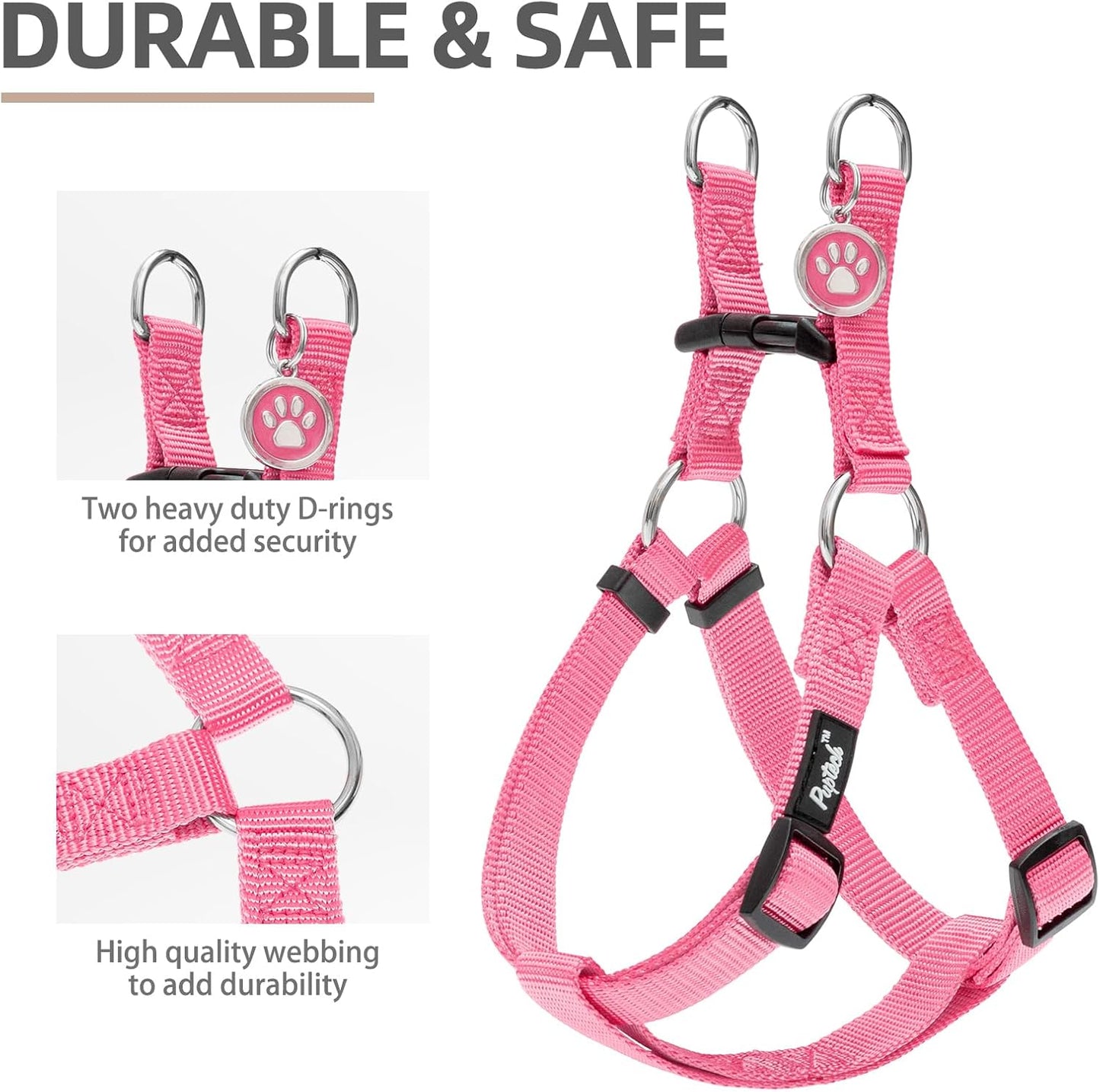 PUPTECK No Pull Dog Harness Soft Adjustable Basic Nylon Step in Puppy Vest Outdoor Walking with ID Tag X-Small