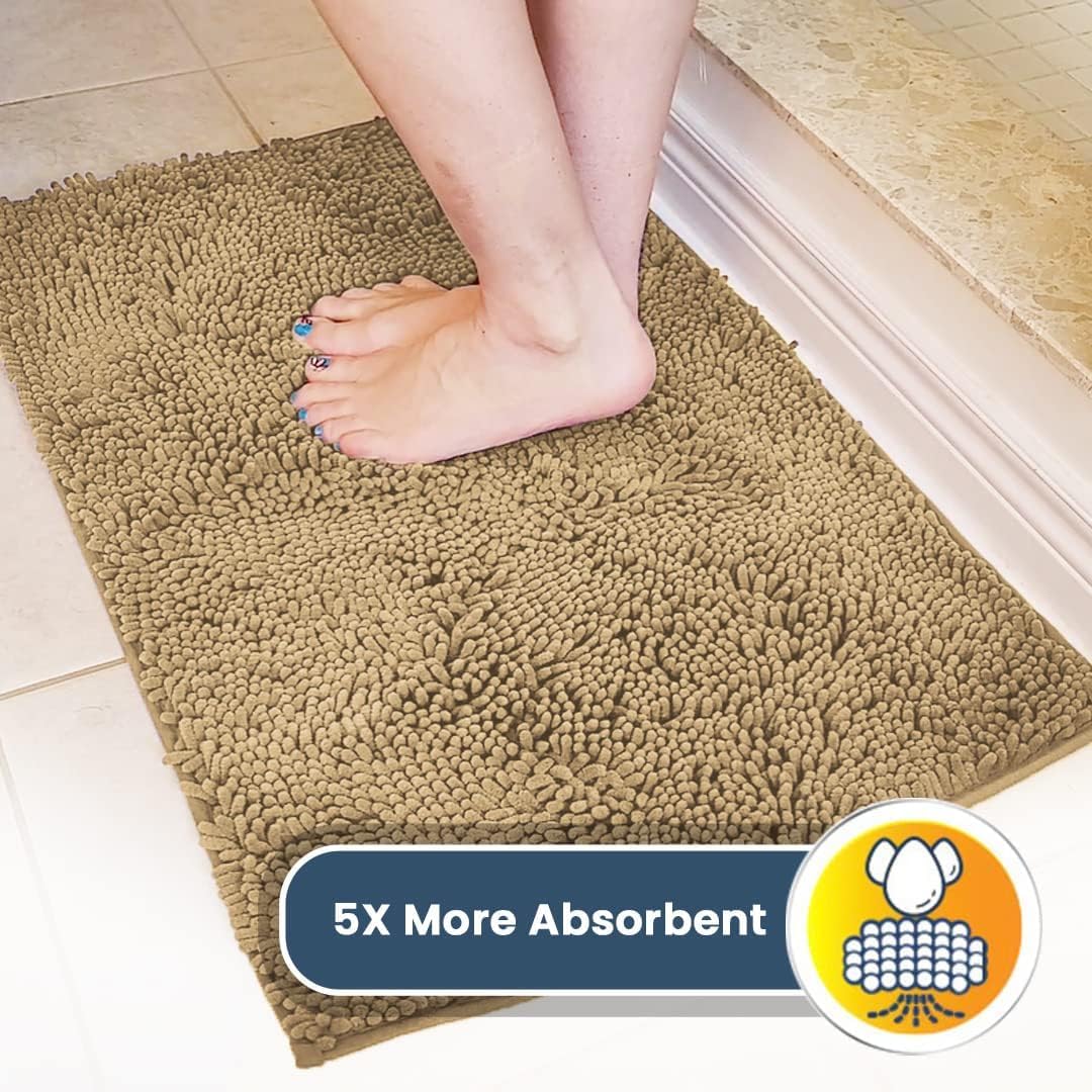 Muddy Mat® Shown on TV – Super Absorbent Door Mat Indoor, Microfiber Quick Dry Chenille Entryway Rug, Non-Slip Front Door Mat, Indoor Mats for Entryway, Machine Washable Pet Rug, Beige 36"x60"