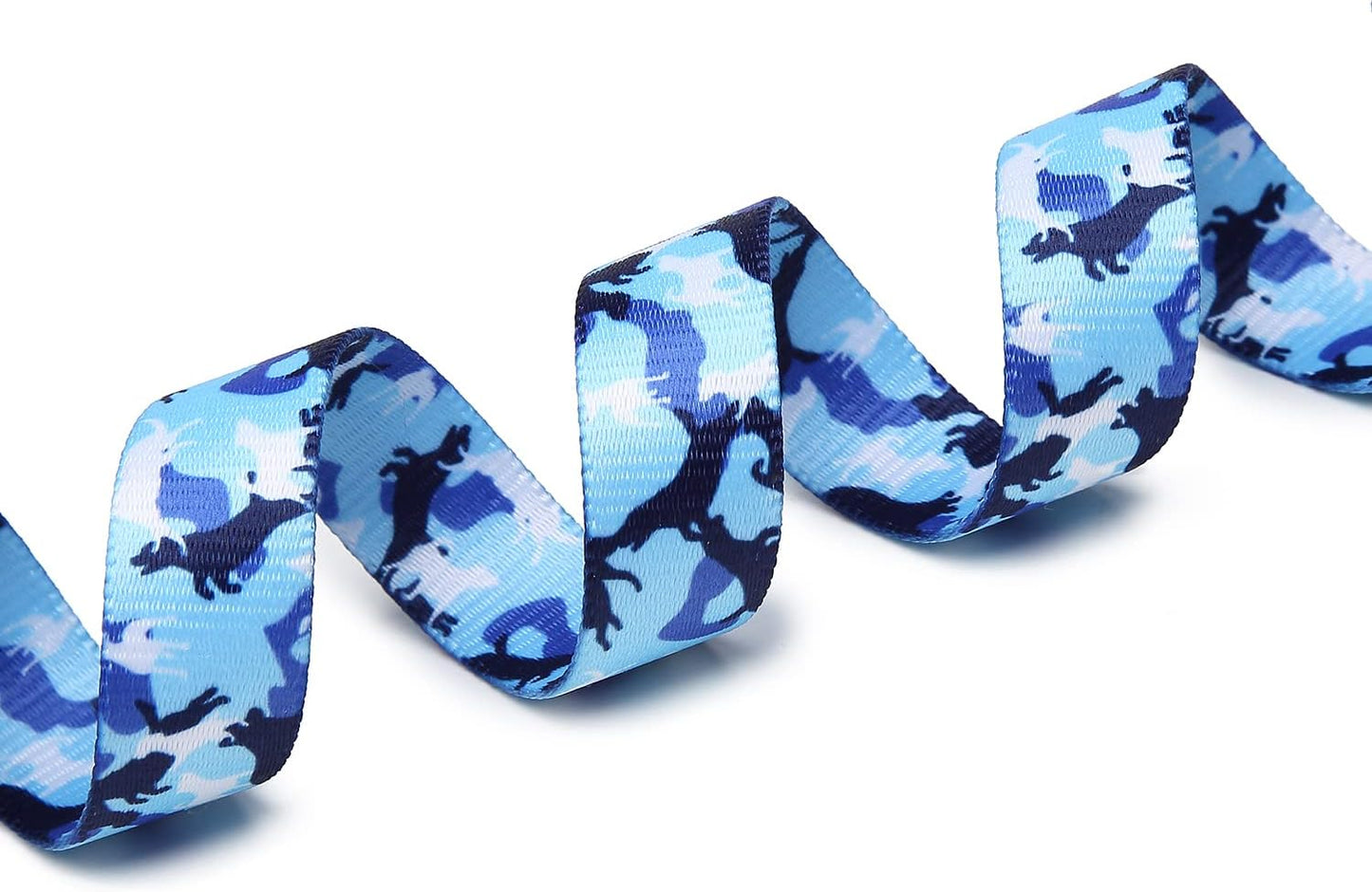 Mercano Adjustable Dog Collar - Special Design Patterns, Soft Nylon Comfortable Durable Pet Collar for Small Medium Large Dogs (M, Dog Camouflage Blue)