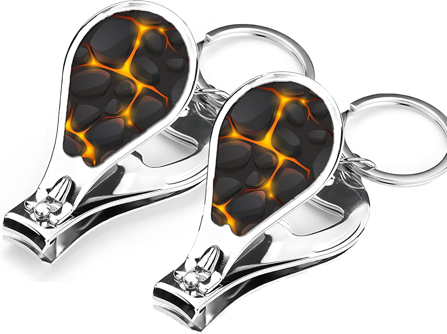 Nail Clippers with Key Chain Cute Stainless Steel Nail Cutter with File Professional Toenail Clipper for Men Multifunction Toenail Clipper 2 Pack Nique Cutter for Adult(Black Marble)