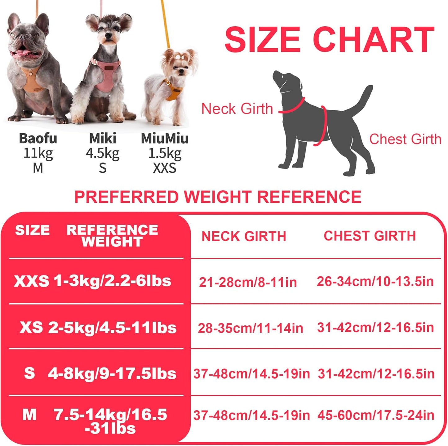 Puppytie No Pull Dog Harness with Multifunction Dog Leash,Soft Adjustable No Choke Escape Proof Pet Harness Vest for Medium Dogs or Large Dogs,Pink,M