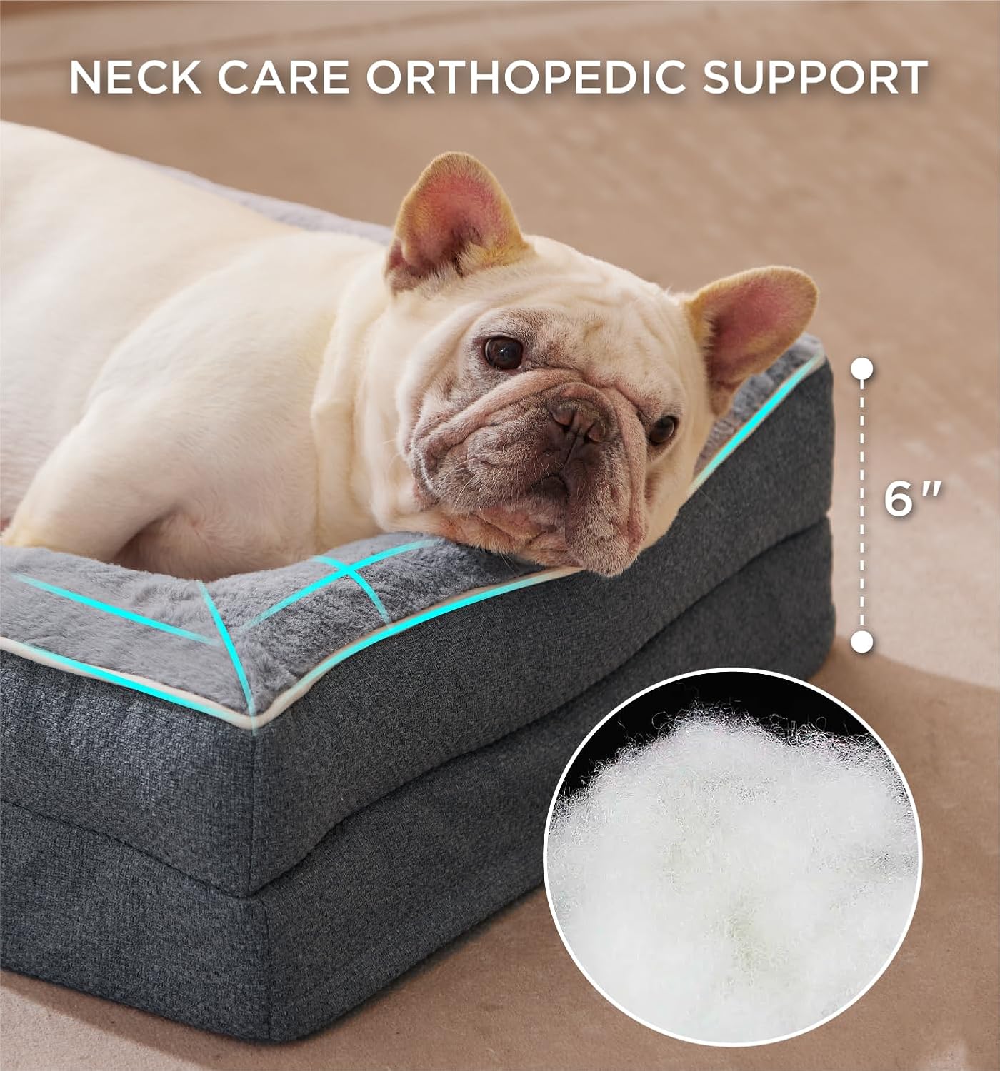 Made4Pets Orthopedic Dog Bed for Small Dogs, Supportive Foam Small Pet Bed Sofa with Washable Removable Cover, Waterproof Dog Couch Bed, Non-Slip Bottom and Egg-Crate Foam, Grey