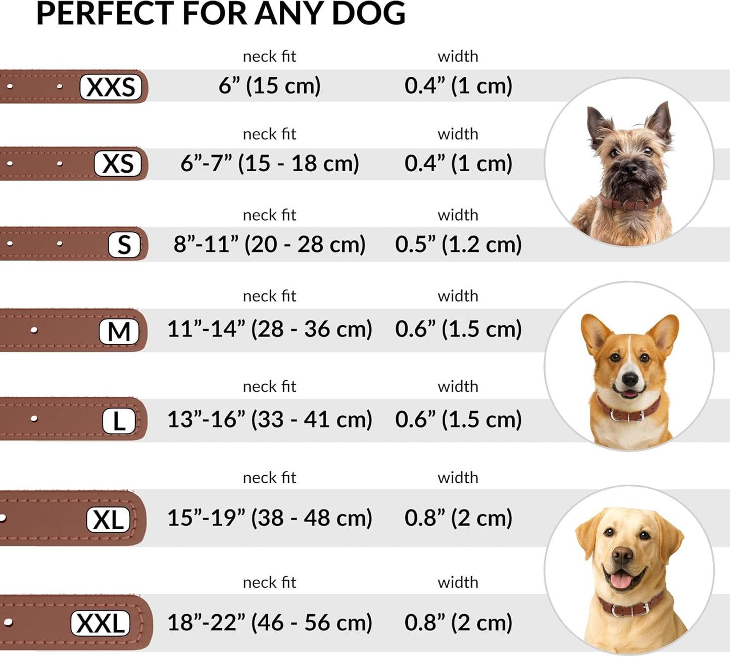 CollarDirect Rolled Leather Dog Collar, Soft Padded Round Puppy Collar, Handmade Genuine Leather Collar Dog Small Large Cat Collars 13 Colors (13-16 Inch, Cinnamon Textured)