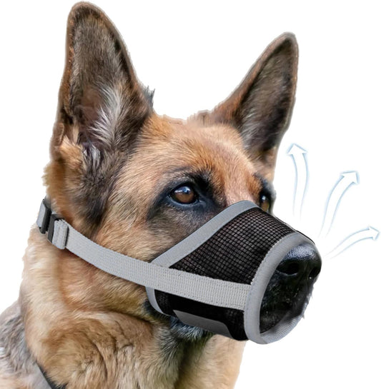 Dog Muzzle, Soft Air Mesh Muzzle for Small Medium Large Dogs Anti Biting Barking Chewing, Breathable Drinkable Adjustable Loop Pets Muzzle for German Shepherd Husky Labrador Retriever (Grey,XL)
