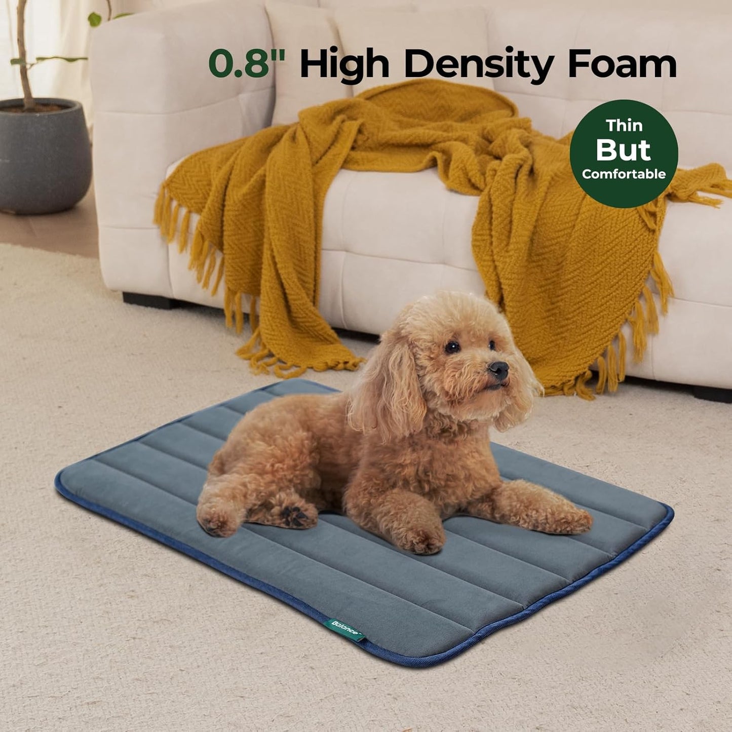 BALANCE Dog Crate Pad, Dog Foam Crate Mat Kennel Pad, Washable Water-Resistant Pet Bed Flat Dogs Cage Mat for Medium Dogs, 2 Packs