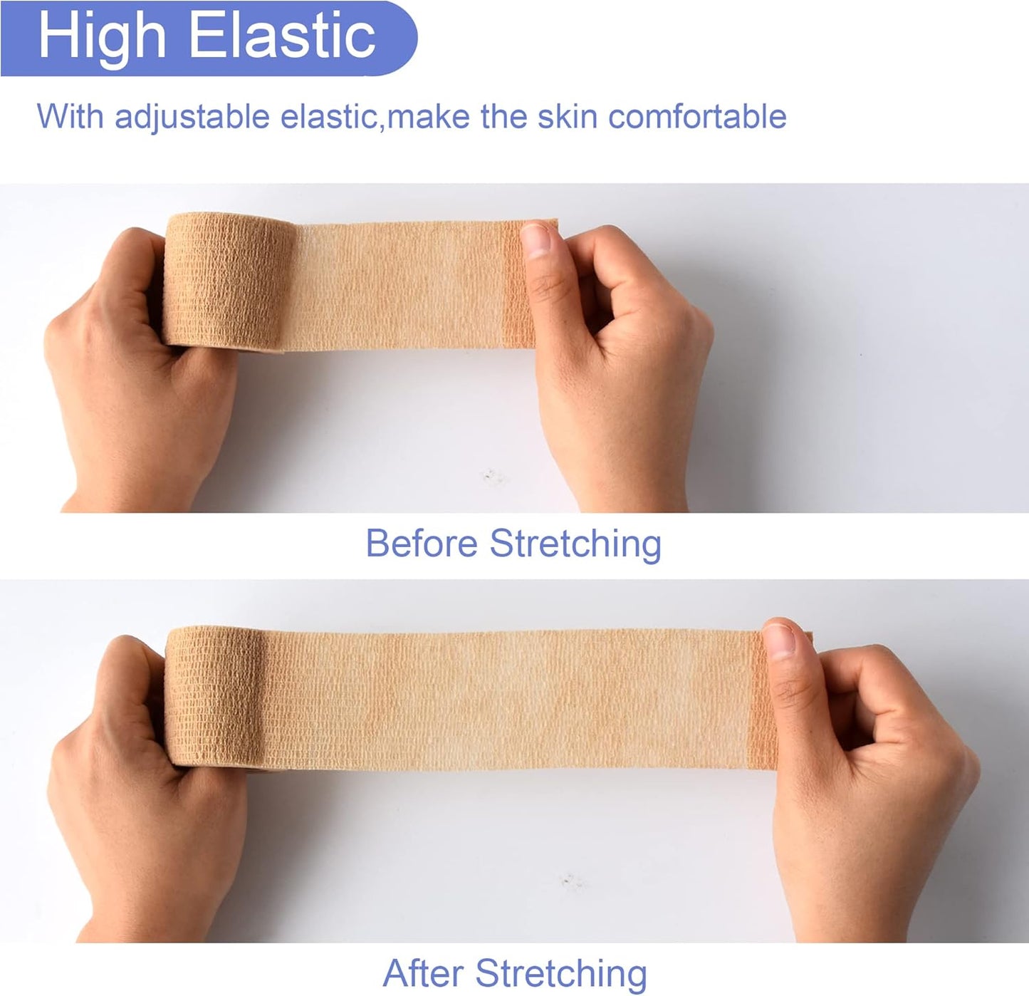 9 Pack 2" x 5 Yards Self Adhesive Bandage Wrap Self Stick Wrap for Ankle, Wrist, Finger, Sports, Breathable Cohesive Vet Tape for Pets (Skin Color)