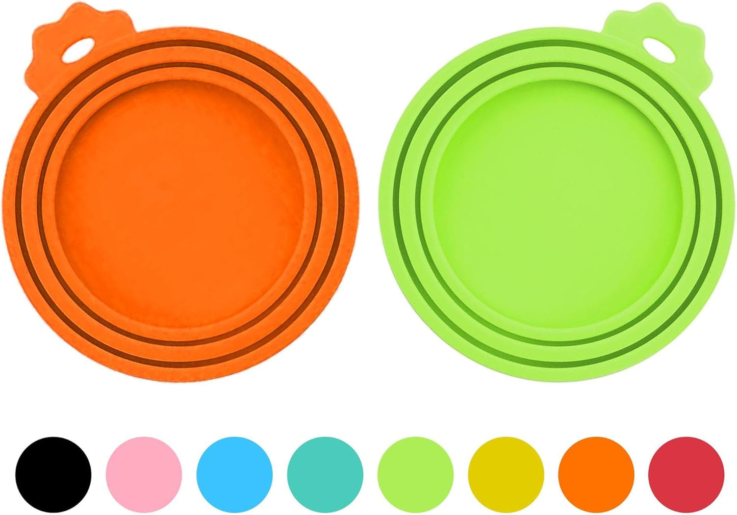 2 Pack Pet Food Can Covers, Silicone Universal Can Lids for Dog & Cat Food, BPA Free, One Fit Most Standard Size Can Lids Top Orange/Green