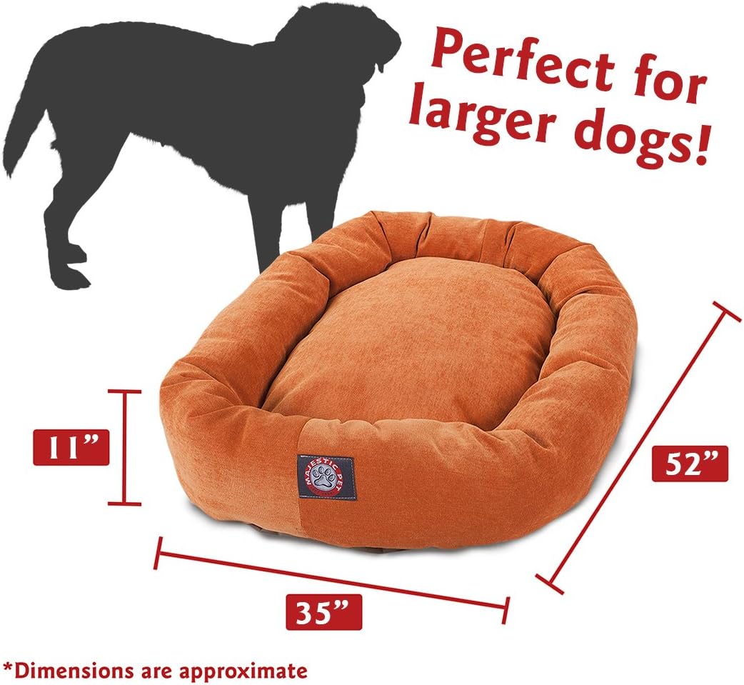 Majestic Pet Villa 52 Inch Shredded Memory Foam Dog Bed for X-Large Sized Dogs 52x35x11 Inch–Orthopedic Dog Bed with Removable Washable Cover-Washable X-Large Pet Bed with Head Support-Orange