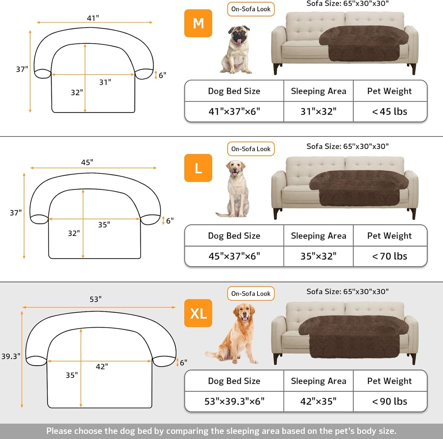 GGIB Calming Dog Bed Fluffy Plush Dog Mat for Furniture Protector with Removable Washable Cover for Large Medium Small Dogs and Cats (Extra Large (53x39.3x6), Coffee)