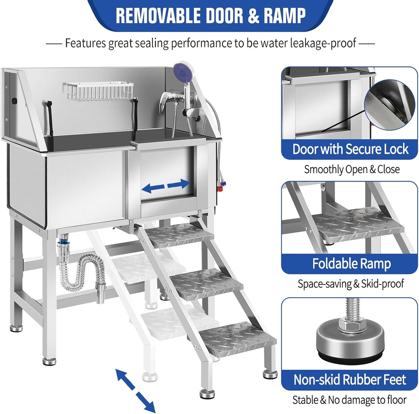 Electric Dog Bathing Station for Large Dogs, Height Adjustable Stainless Steel Dog Pet Washing Station, Professional Dog Grooming Tub with Electric Lift, Pet Wash Bath Station